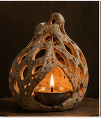 Sculpture céramique intégrant une lumière, visuel d’ambiance